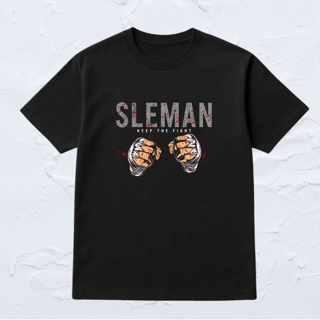 kaos casual Sleman keep the fight