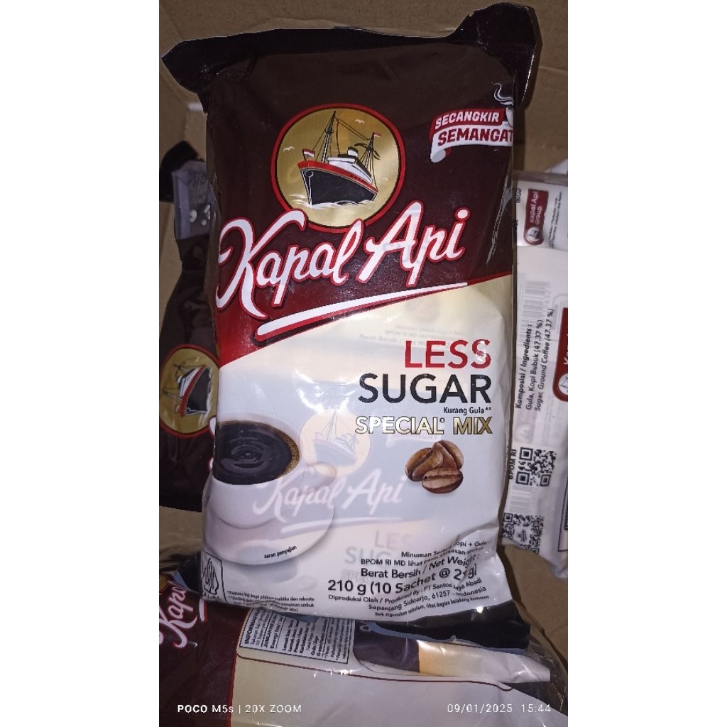 KOPI KAPAL API SPESIAL MIX less sugar KEMASAN BAG RENCENG Klik Indomaret@10 pcs x25 gram