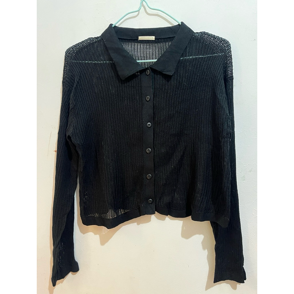 baju blouse cardi jaring rajut uniqlo gu hitam