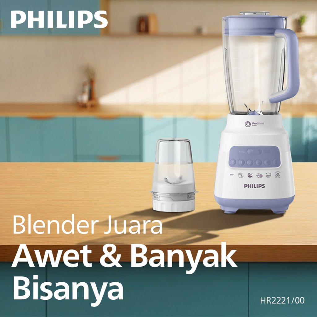 Blender Philips Plastik 2 liter - 5000 Series HR2221/00 - Blender jus - Blender bumbu philips - Dry 