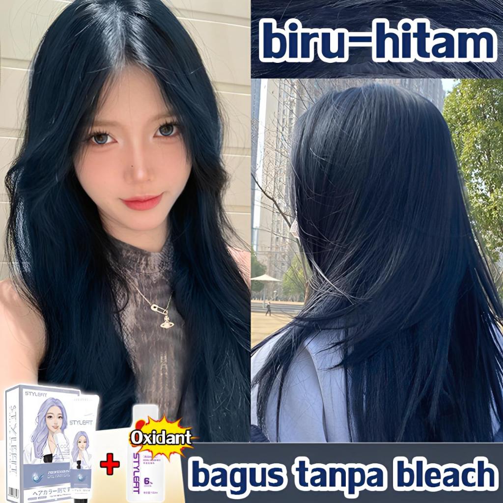 Tanpa Perlu Bleach STYLE FIT Cat Rambut Biru Hitam 210ml - Tidak Merusak Rambut & Menutup Uban - Bis