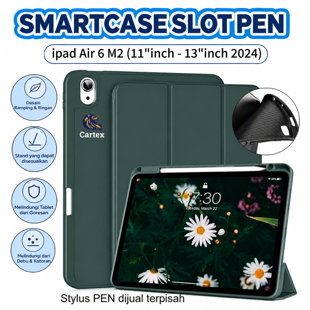 Smartcase Slot pen ipad Air 6 M2 11"inch 13"inch 2024 / case ipad air 6 / casing ipad air m2 / silik