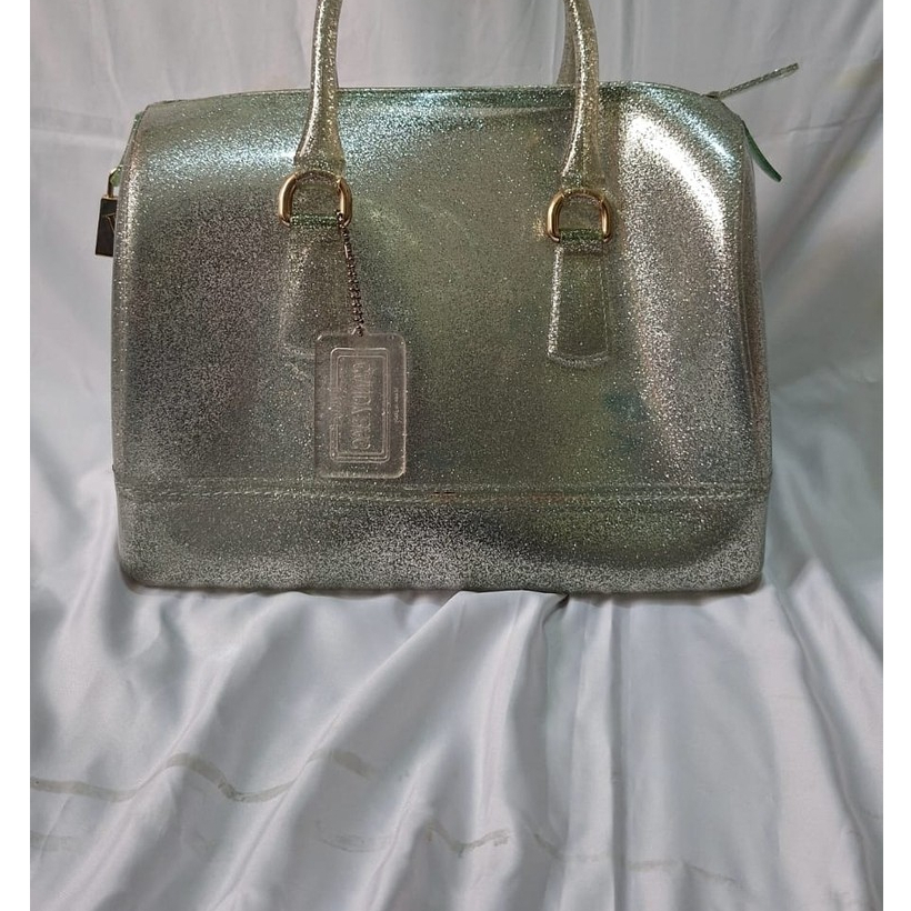 PRELOVED Tas Wanita Furla Candy Bag Original Silver Glitter / Handbag Jelly (BISA NEGO)