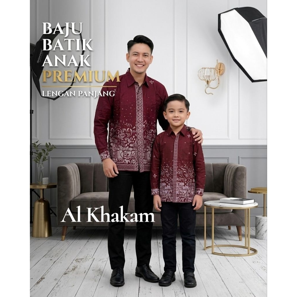 TERBARU Motif Sutena Burgundy Couple Batik Ayah Anak Laki laki || Kemeja Batik Pria Dewasa dan Anak 