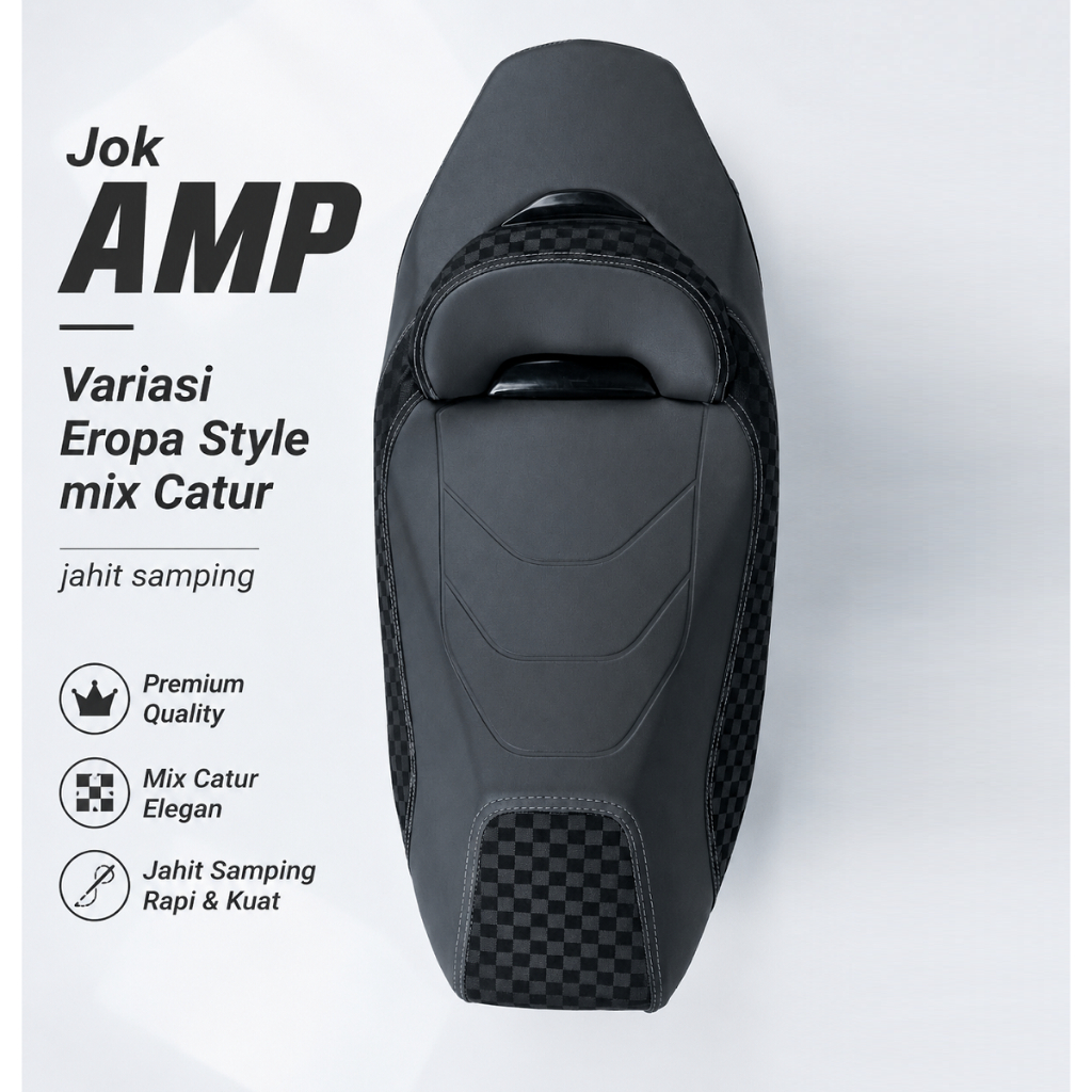Fullset Jok Motor + Busa Latex Model Type Eropa Connected Premium Motif Karbon + Catur Samping Vario