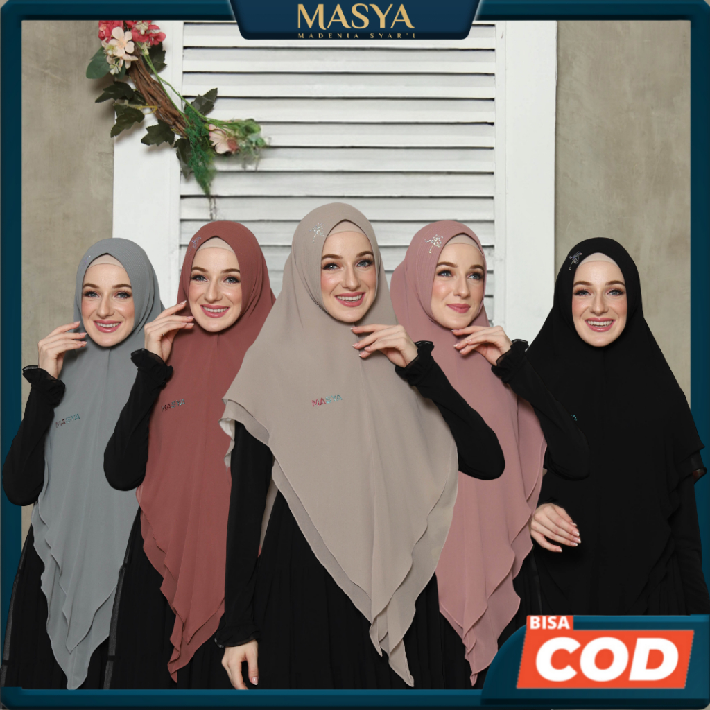 Jibab Hijab Khimar Kerudung Swarovski Syari Ceruty Ceruti Babydoll 2 Layer  Soft Pet Instant Premium
