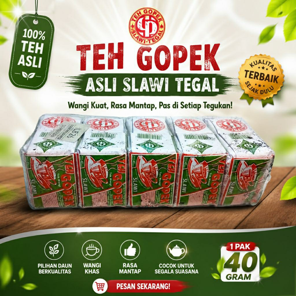 TEH GOPEK 40 GR ISI 1 SLOP ( 10 BUNGKUS)