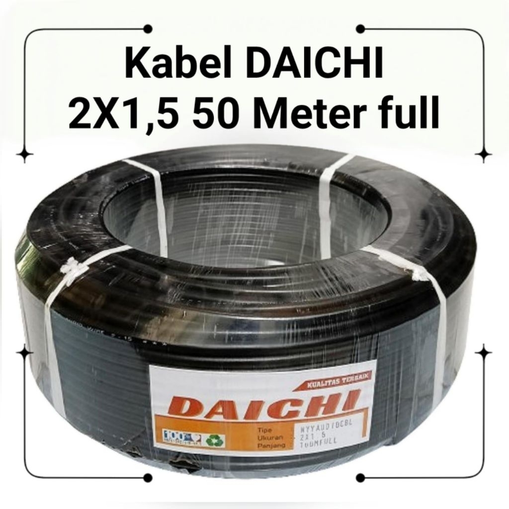 DAICHI Kabel Listrik 2X1,5 50 METER serabut kabel listrik / audio