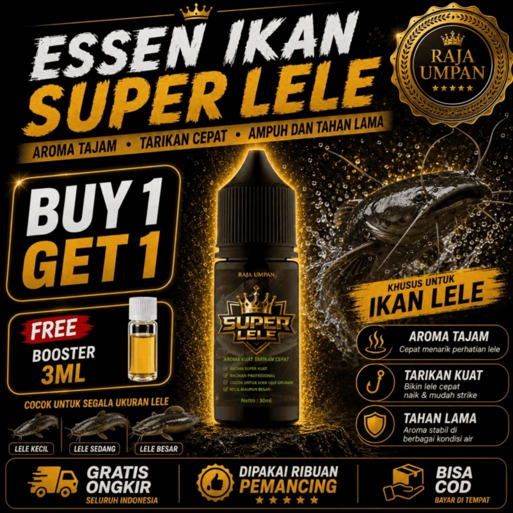 ESSEN IKAN LELE amis,gurih harian RAJA UMPAN SUPER LELE Essen biang amis indukan paling ampuh (30ml)