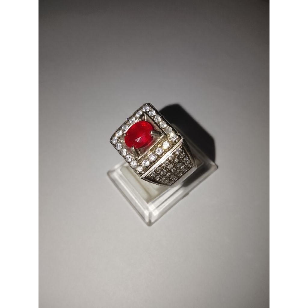 Cincin Perak Batu Ruby Mozambique