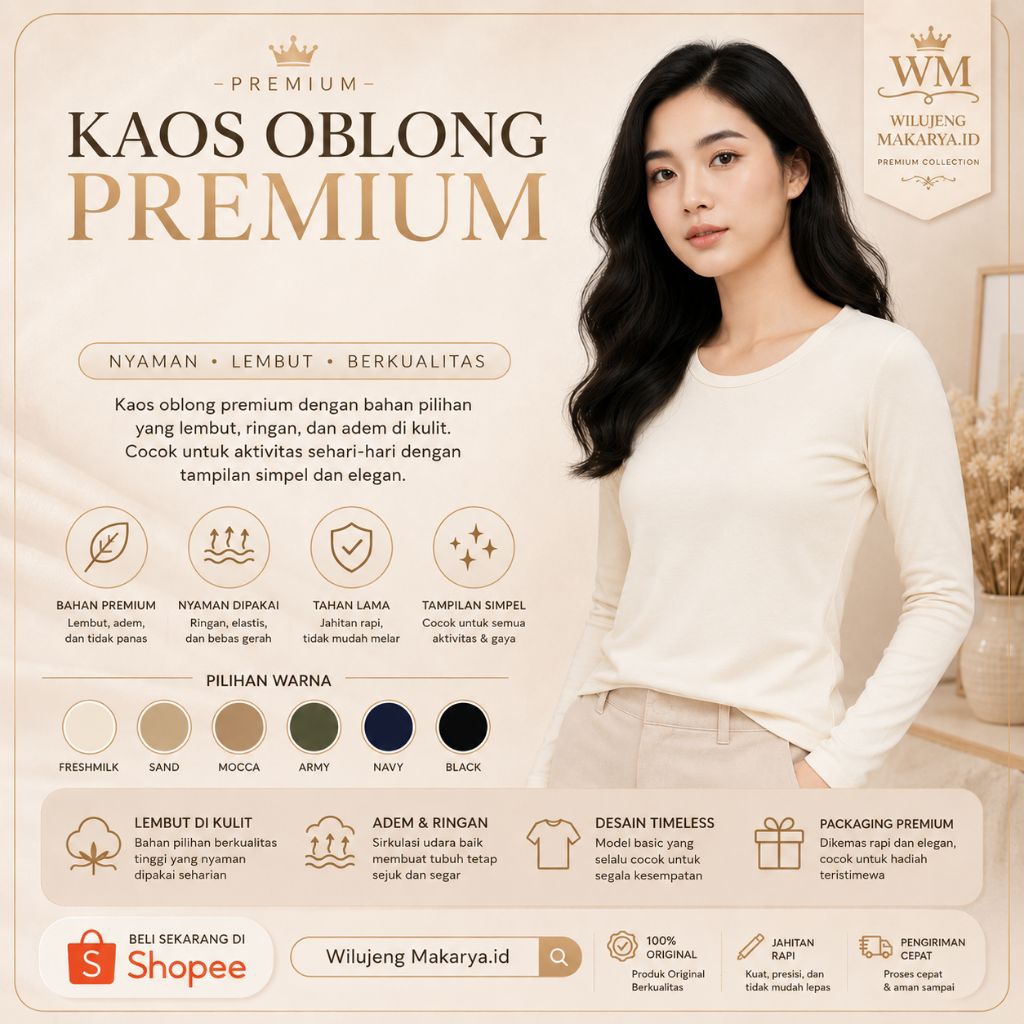 KAOS OBLONG PREMIUM / KAOS OBLONG RAYON LENGAN PANJANG / MANSET KAOS RAYON