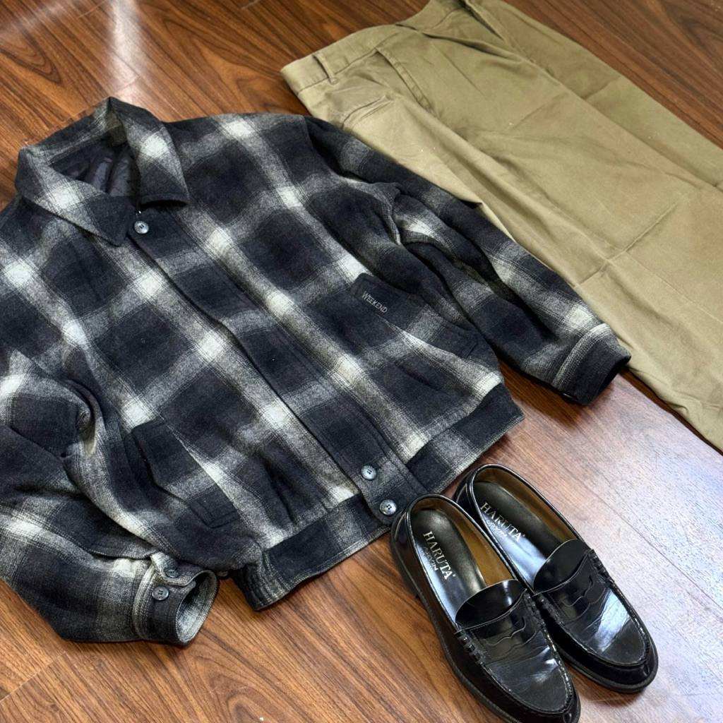 flannel jacket boxy veterano weekend preloved