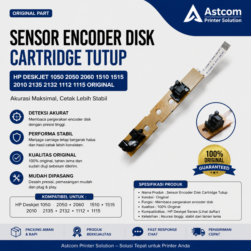 Sensor Encoder Disk Cartridge Tutup HP Deskjet 1050 2050 2060 1510 1515 2010 2132 2135 1112 1115 Ori