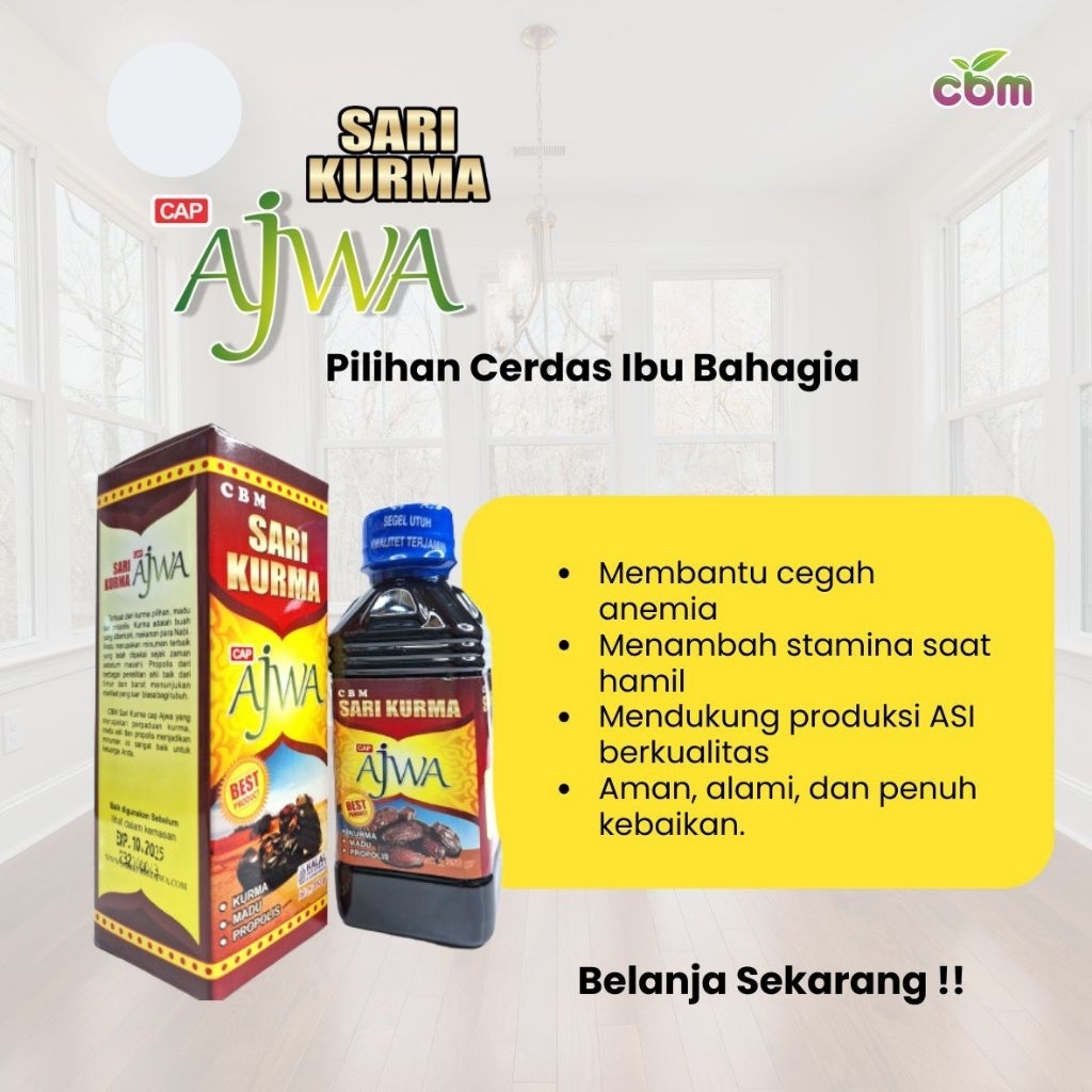 Sari Kurma Ajwa CBM 350gr 100% ORIGINAL - Kurma Ajwa Murni Plus Propolis dan Madu Tambah Daya Tahan 