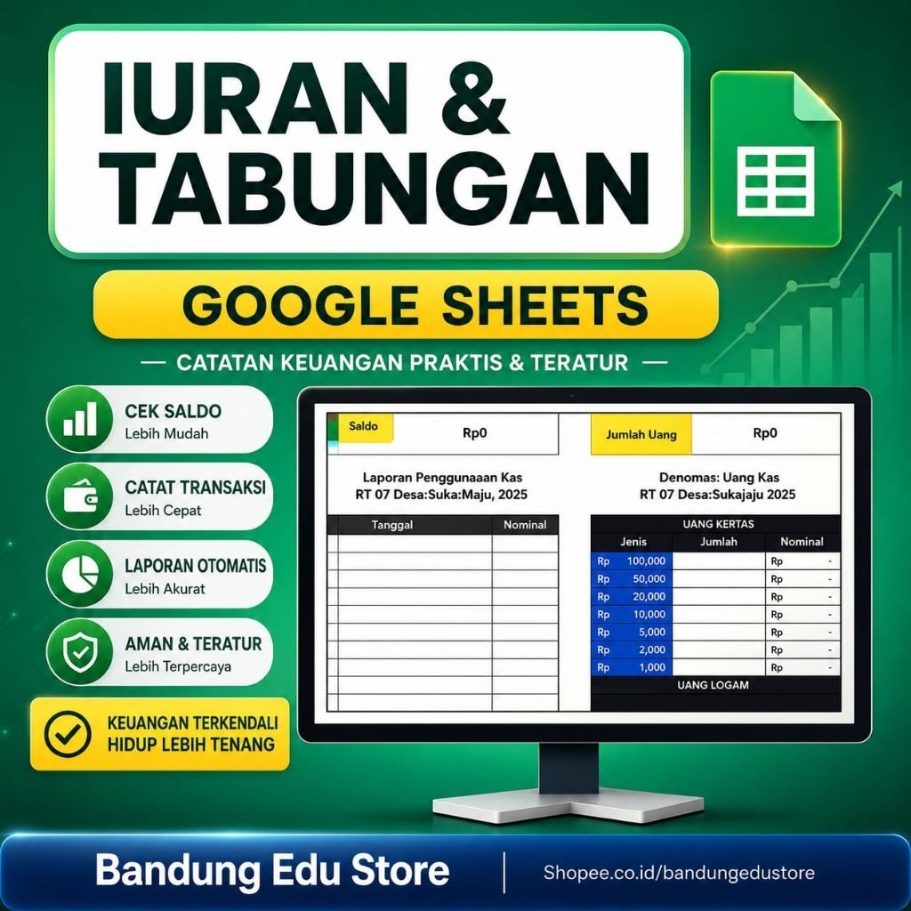Template Iuran & Tabungan (Spreadsheets) Mudah di Gunakan