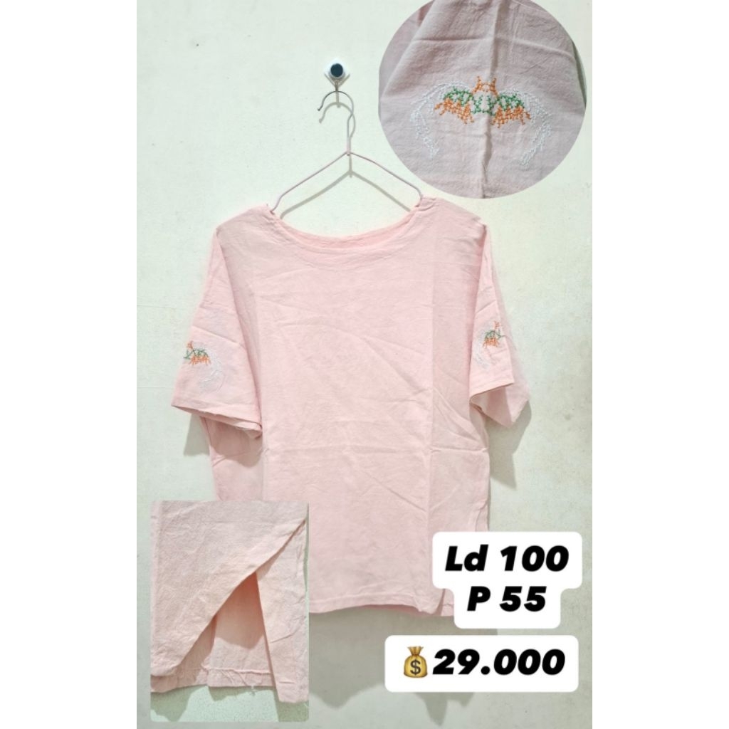 preloved pakaian wanita blouse polos warna pink