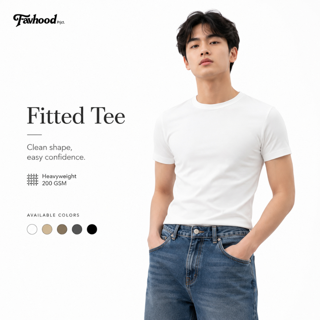 Fitted Tees Core Tee Classic Vintage Tshirt Polos Premium Cotton Combed 20s - Favhood
