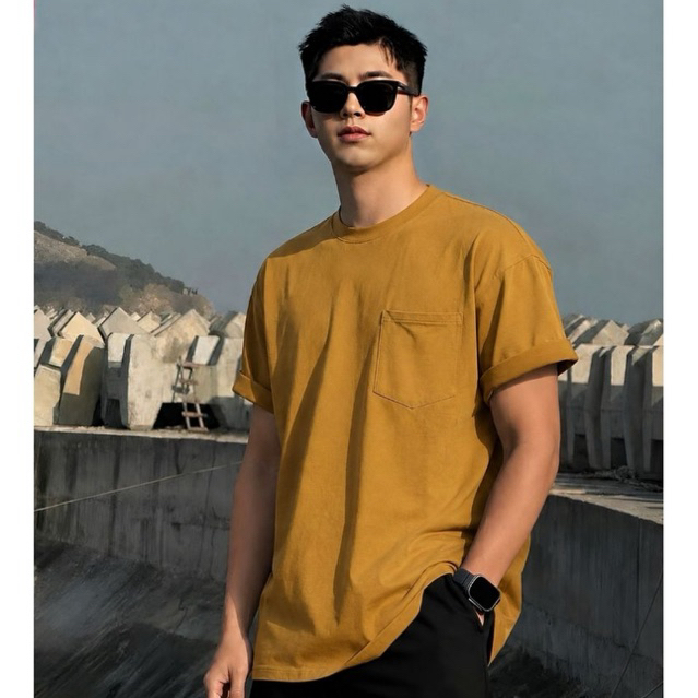 Baju kaos semi oval pria / baju kaos oval kantong / Kaos oval kantong oversize / kaos oval poket pri