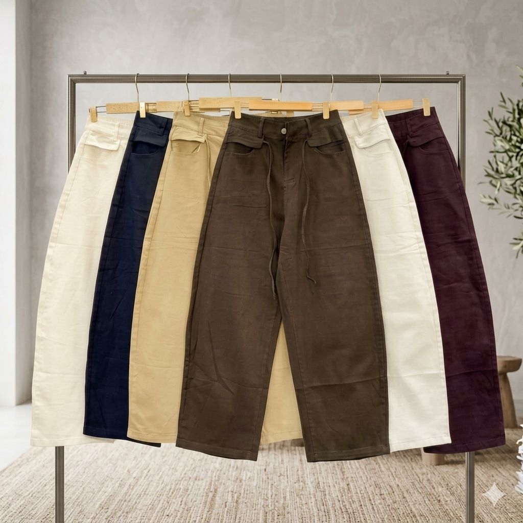 Baggy Pant/Kulot JINLING / GIVOS Celana Panjang Wanita Soft jeans Super Stretch  Celana Wanita Impor