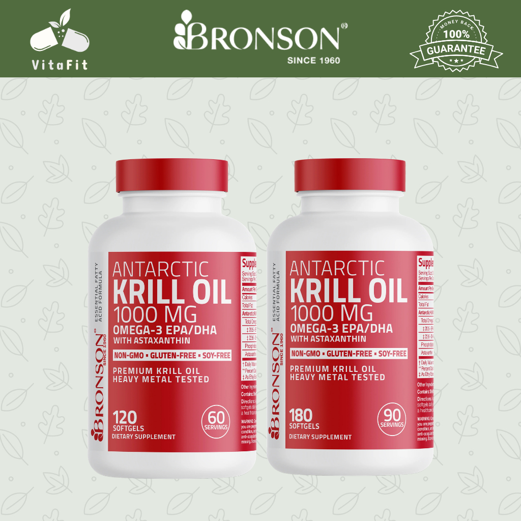 Bronson Antarctic Krill Oil 1000Mg Omega-3 EPA DHA Astaxanthin 100% Original