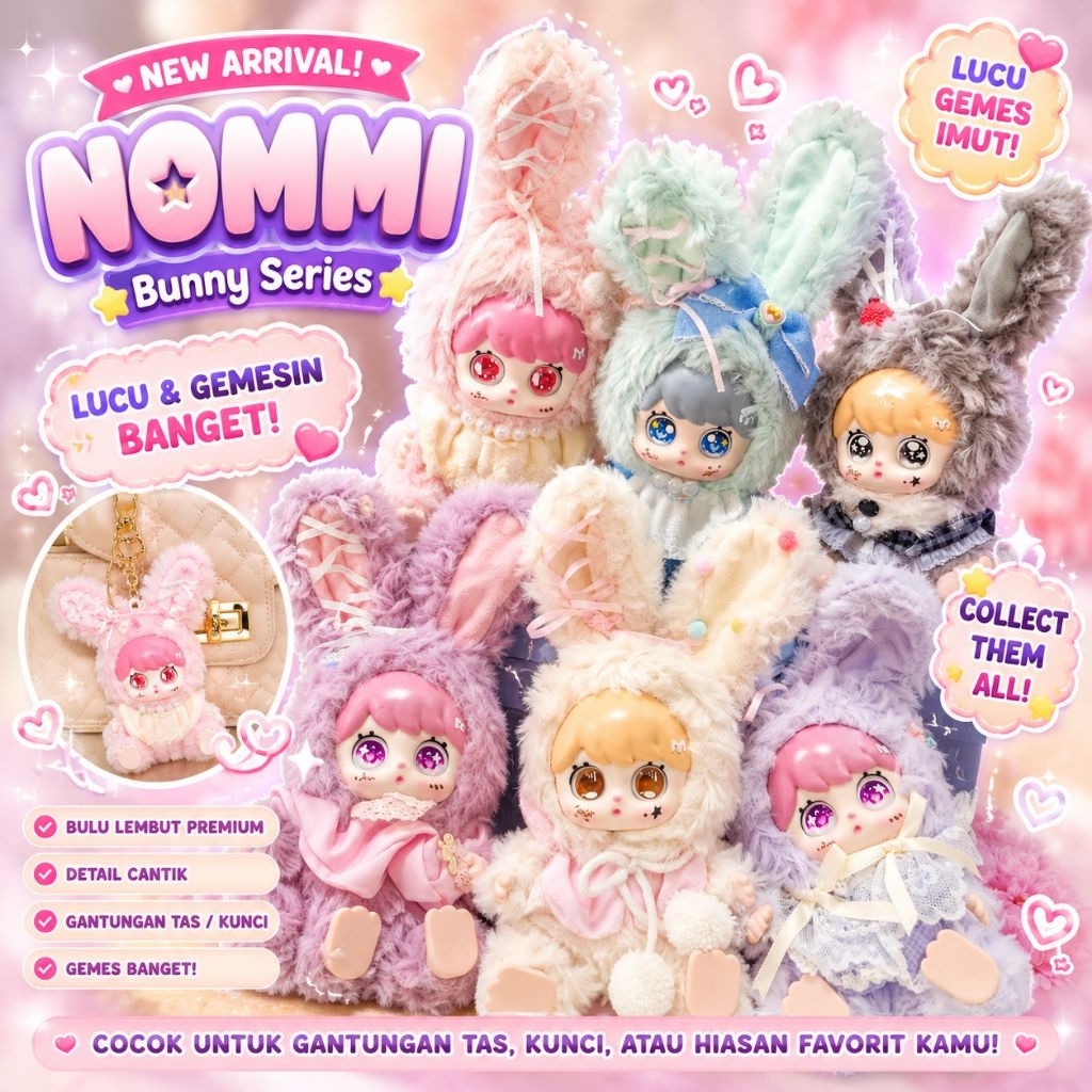 Gekacraft - Key Chain/ Bag Charm Naomi Princes , Nommi Angel, Nommi Long Ear,Nommi Hazy, Nommi Fruit