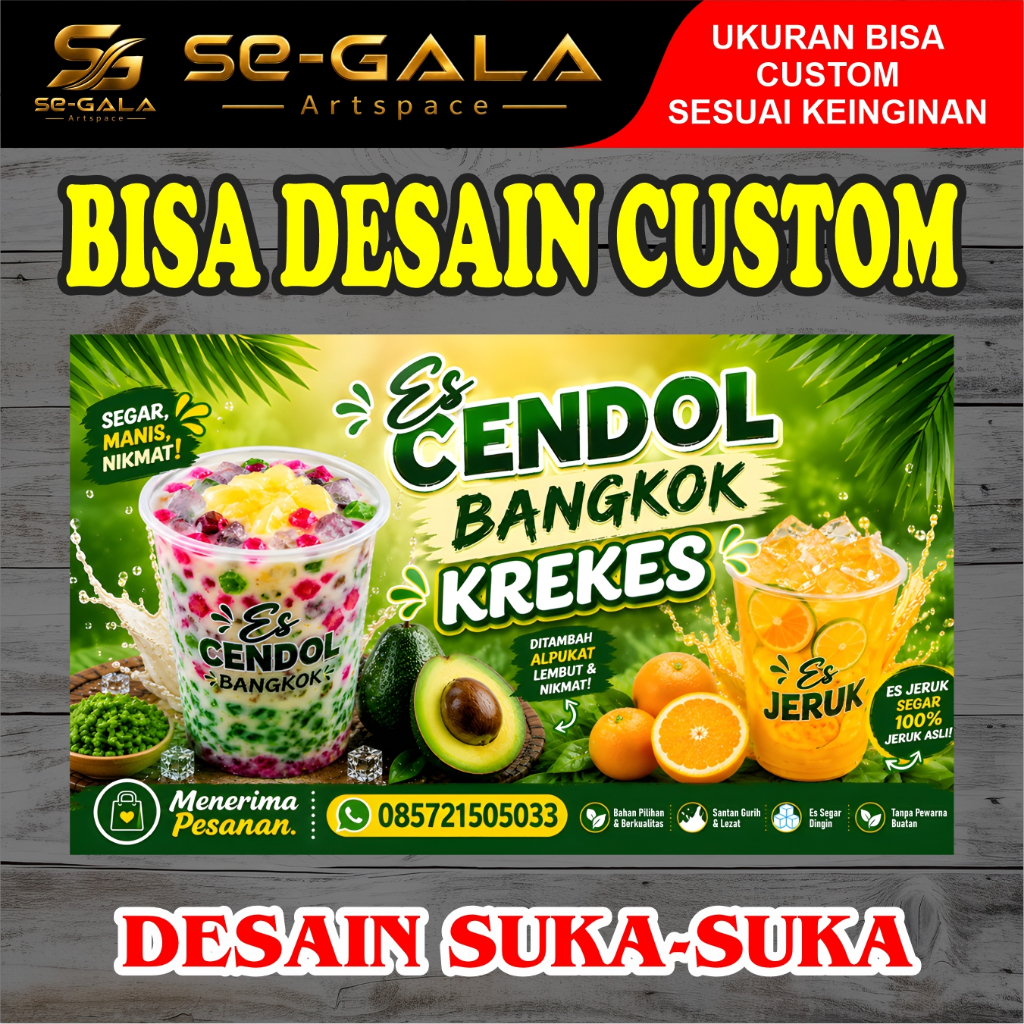 SPANDUK CENDOL / SPANDUK ES CENDOL KREKES / WARUNG JUALAN / PULSA KONTER / WARUNG / SERVICE HP / ES 