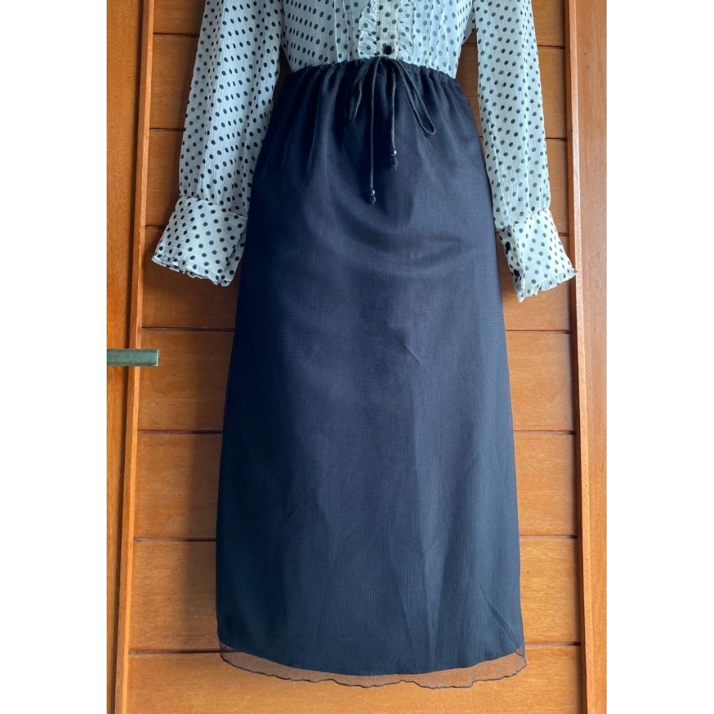 Rok midi tutu tali serut warna hitam (preloved) *H6*