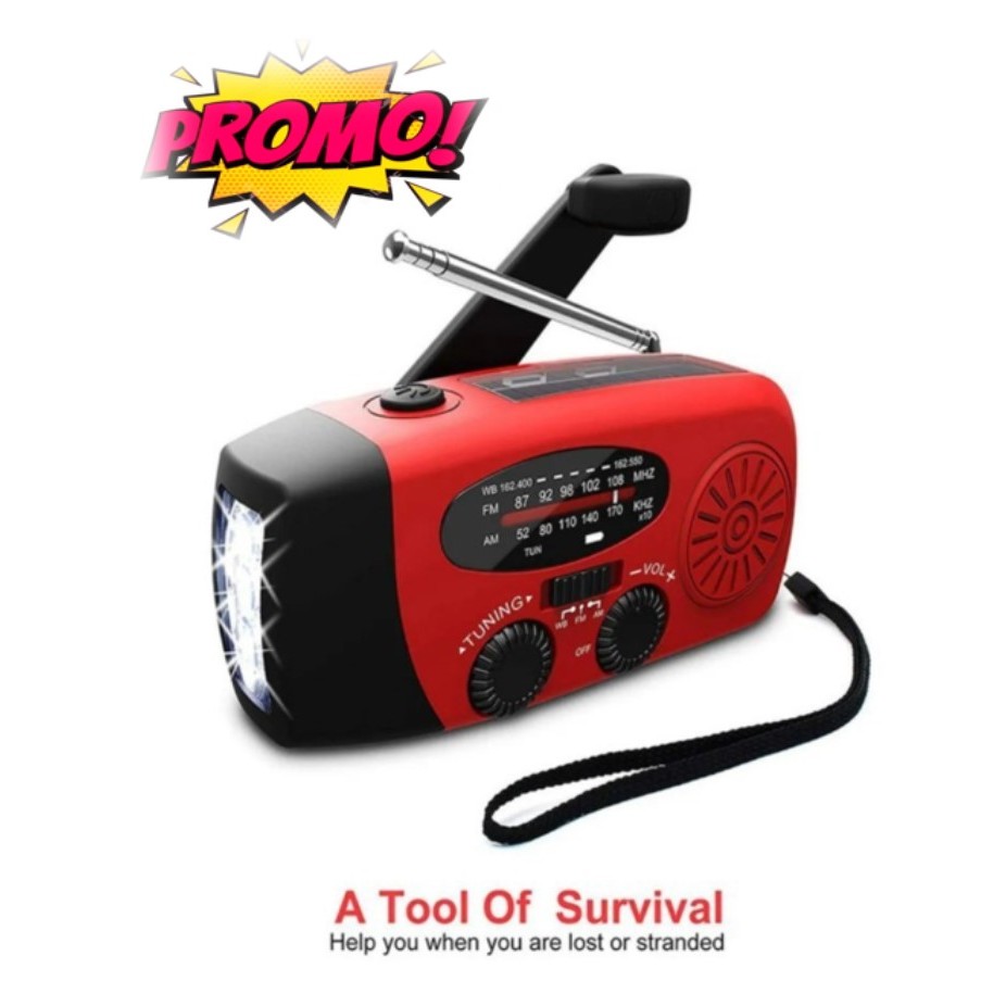 Emergency Radio 3 IN 1 Solar Power Bank Dinamo Generator Crank Engkol Camping Emergency