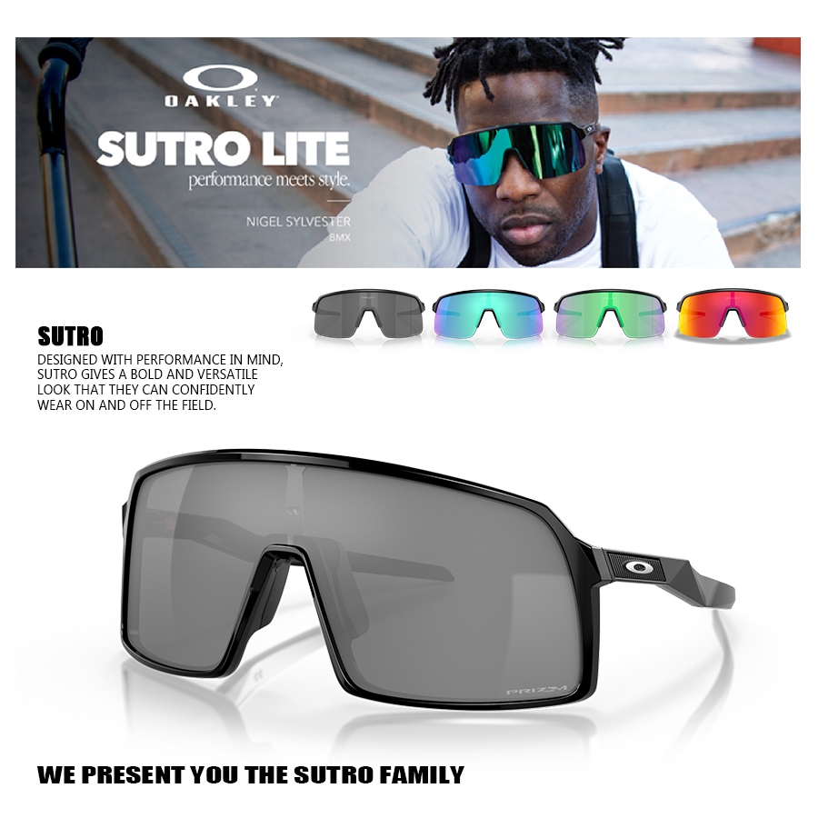 Oakley Sutro Lite OO9463 Kacamata Olahraga Prizm Anti UV Silau, Bingkai Oversize Ringkas untuk Gowes