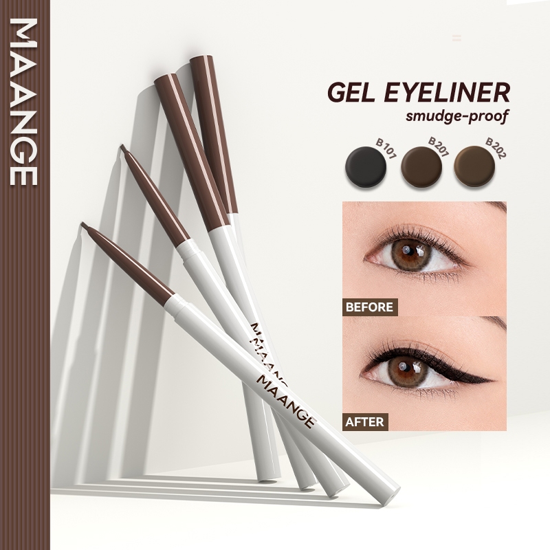 MAANGE Eyeliner Gel Waterproof Tahan Lama Tekstur Lembut, Aplikasi Halus & Tahan Air Eyeliner Pen MG