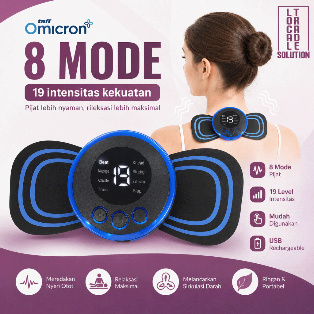 Massage TooL Patch Rechargeable Alat Pijat Getar Tempel Elektrik Terapi Leher Pinggang dengan 8 Mode