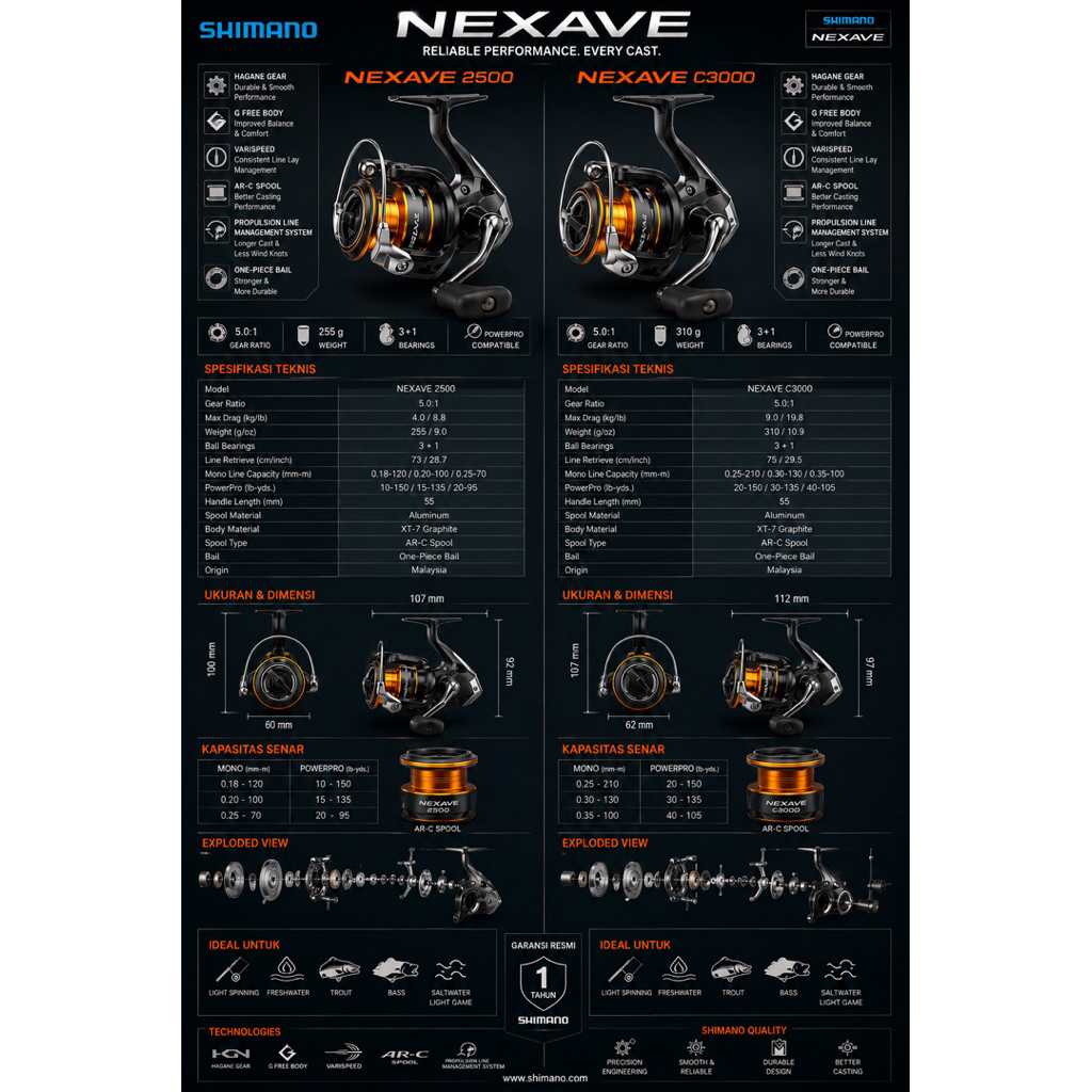 REEL SPINNING SHIMANO NEXAVE 2500-C3000 2026 NEW