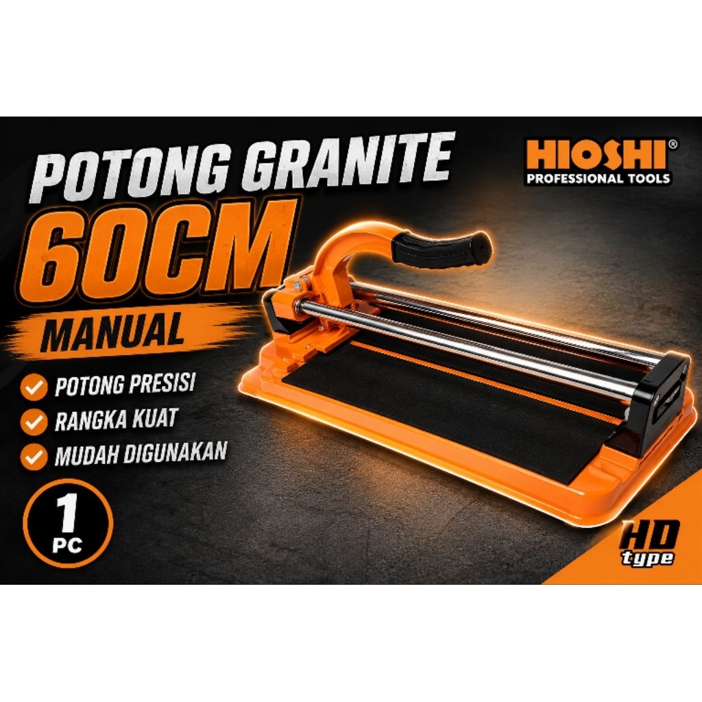 Hioshi alat potong keramik/granit HD 600mm+ mata titanium solid orange hitam