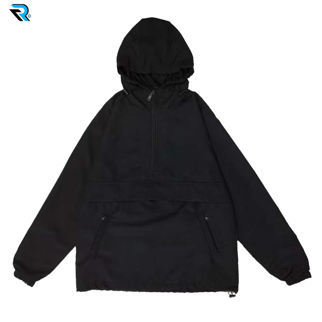 RU- Cagoule Jaket Cougle Polos Original Jaket Cagoule Hitam Polos Waterproof Unisex