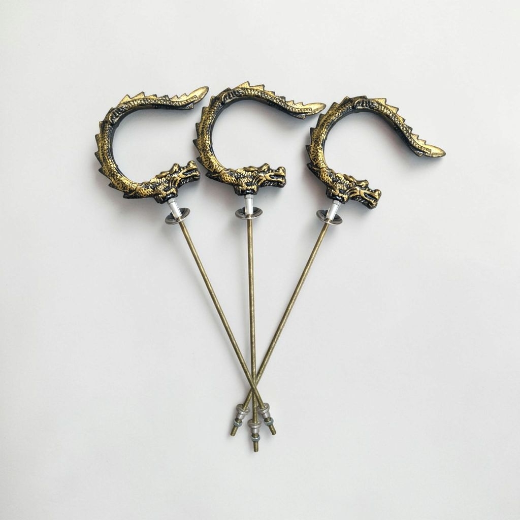 Gantungan Sangkar Motif Naga Warna Antik Gold Cantolan Sangkar Burung Murai Lovebird Perkutut