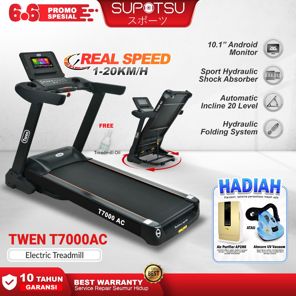 TWEN T7000AC Treadmill Electric Low Watt Alat Olahraga
