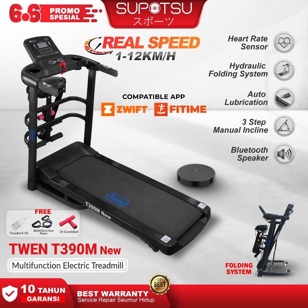 TWEN T309S T309M T390M Treadmill Portable Electric Low Watt Alat Olahraga