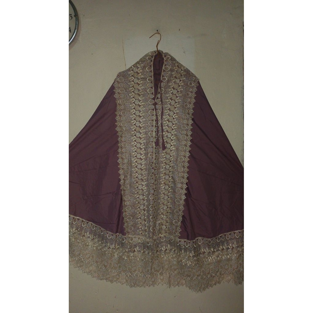 Mukena Bordir Full Renda Ungu