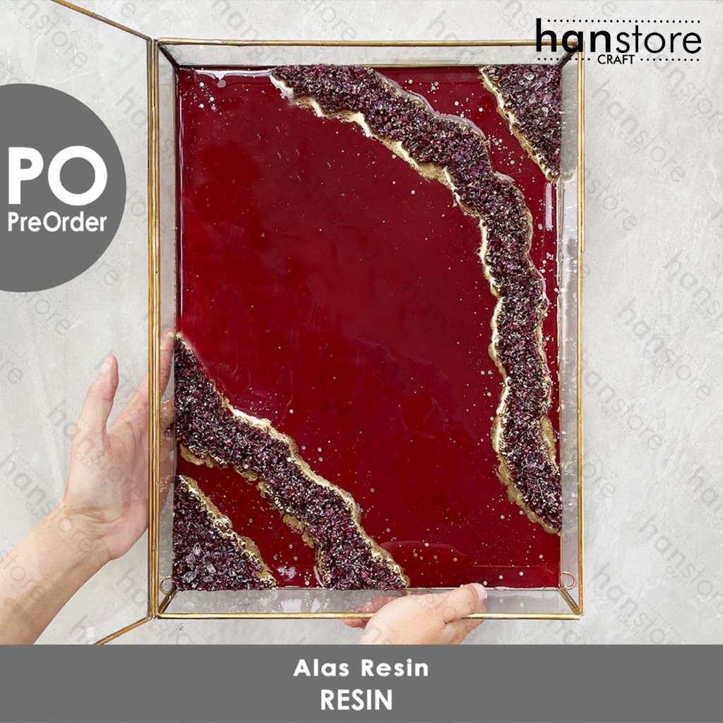 PO 30 x 40 / 40 X 50 cm BOX Resin Terarium Kotak Persegi Kaca Custom warna Pink Biru Ungu Maroon  / 