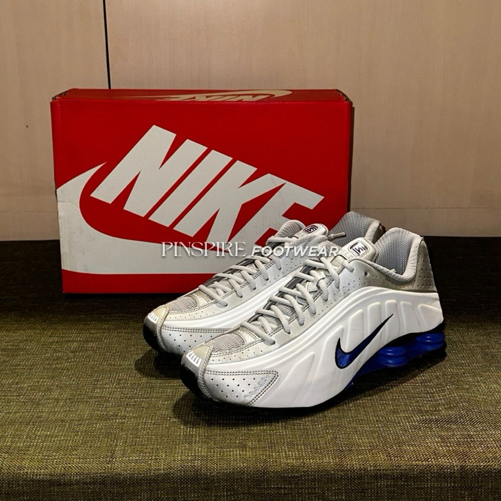 NIKE SHOX R4 WHITE/BLUE - SEPATU SNEAKERS CASUAL PRIA DEWASA