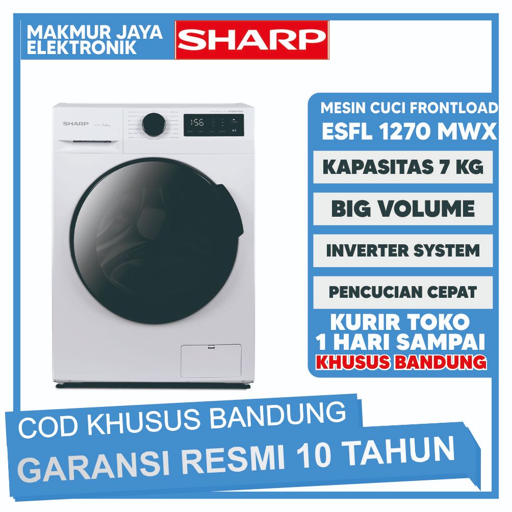 Sharp ESFL1270MWX Mesin Cuci Front Loading