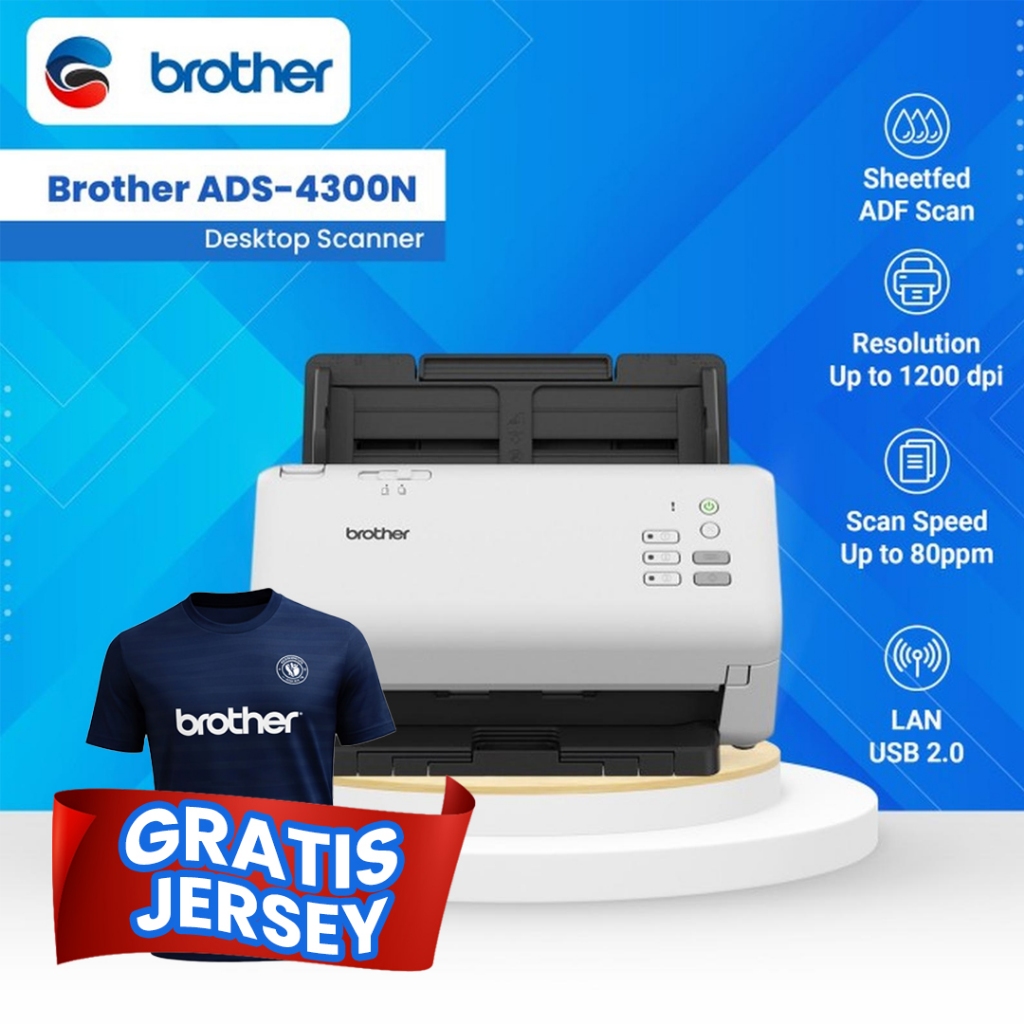 Brother Scanner F4 ADS 4300N Desktop Document 40PPM GARANSI 3 TAHUN