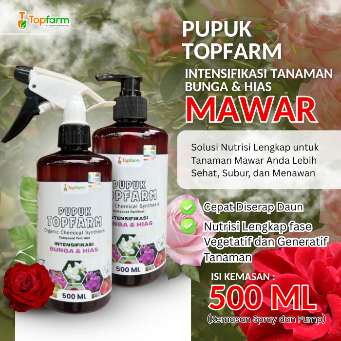 Pupuk Topfarm Terbaik / Pupuk Khusus Bunga Mawar Siap Pakai / Pupuk Pelabat Pembesar Bunga Mawar / P