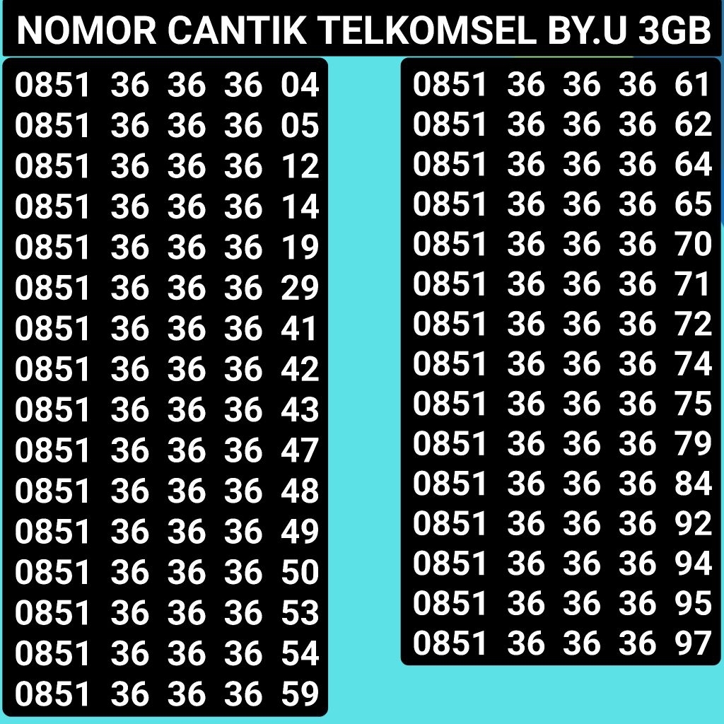 NOMOR CANTIK BY.U NOMER CANTIK BY.U NOMOR CANTIK TELKOMSEL BY.U ABABAB