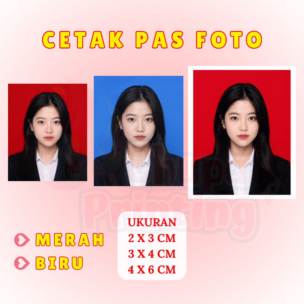 Cetak Pas Foto / Cetak Pas Foto dengan Border Ukuran 2x3cm, 3x4cm, 4x6cm Kertas Foto Glossy