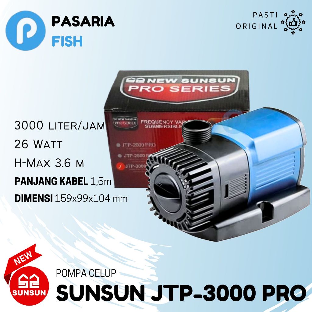 NEW SUNSUN PRO JTP3000/JTP 3000 Pompa/Pumpa Celup Kolam Ikan Rendah Daya