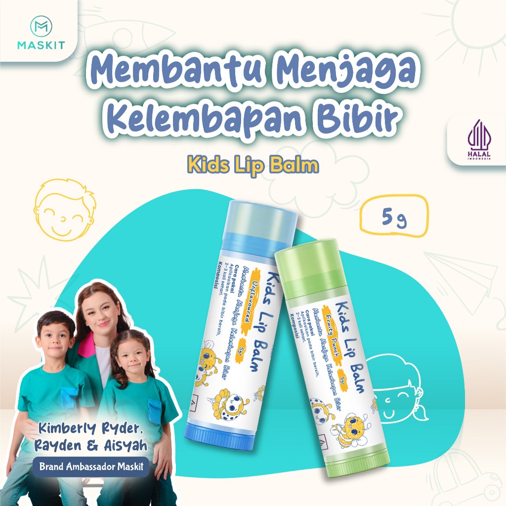 Lip Balm Baby & Kids Friendly UV Protection SPF 15 | Natural Lip Moisturizer | Pelembab Bibir Anak &
