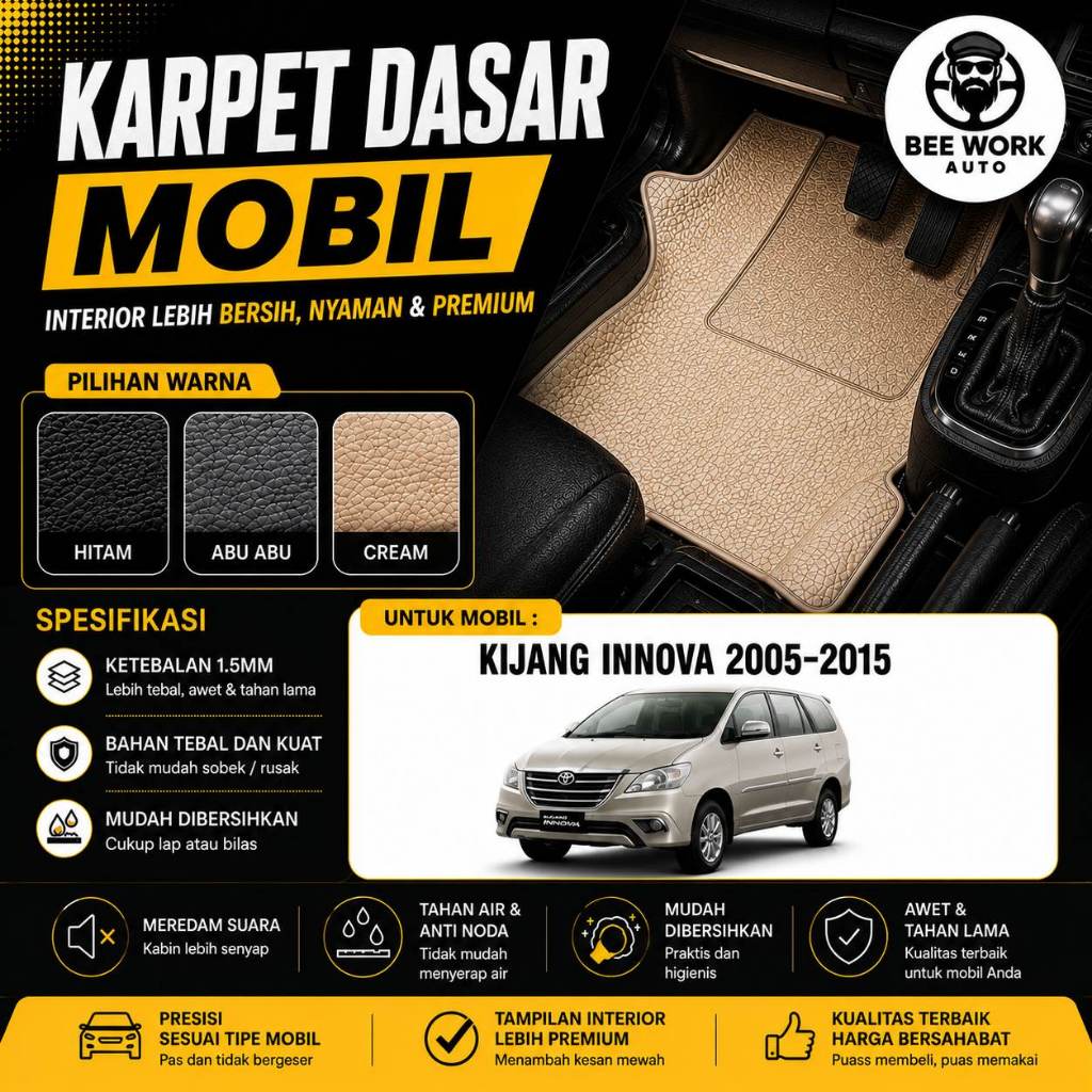 Karpet Dasar Super Peredam Lantai Mobil Kijang Innova 2005-2015