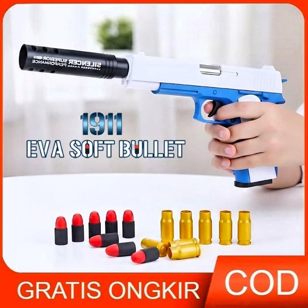 Mainan Anak PSTL PLASTIK 1911 Tembakan Plastik Eva Soft Bullet Series Tembakan Mainan