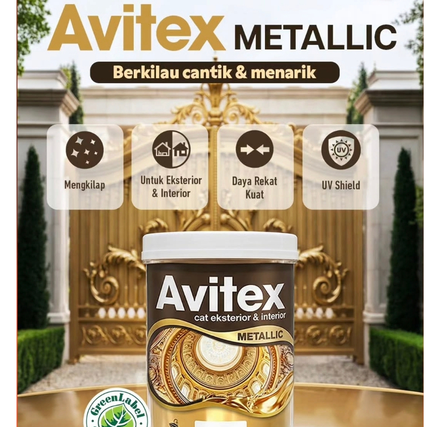 CAT EMAS KAYU BESI TEMBOK METALIK TEMBAGA SILVER BRONZE LIS PAGAR PLAFON AVITEX METALIK
